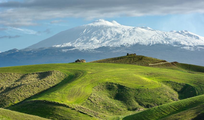 Etna volcano covered in snow