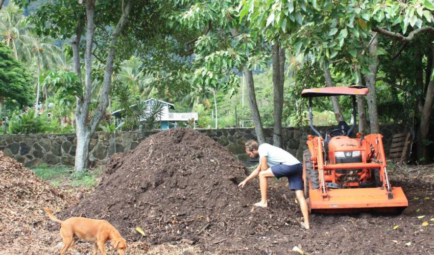 Turning food waste from the Congress into compost to enrich soil for local farmers in Hawaiʻi
