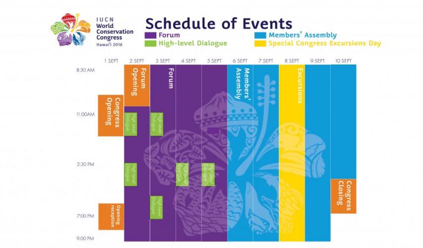 image of IUCN Congress schedule overview