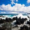 Ocean waves on volcanic rock, Hana