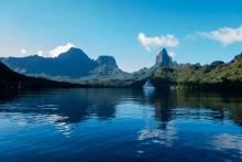 The Opunohu Bay and Valley on Moorea Island in French Polynesia 